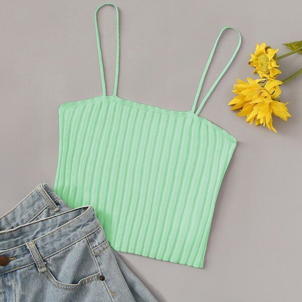 

Solid Rib-knit Fitting Cami Top