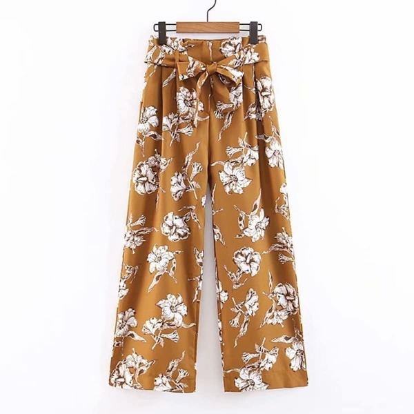 

Floral Print Self Tie Wide Leg Pants