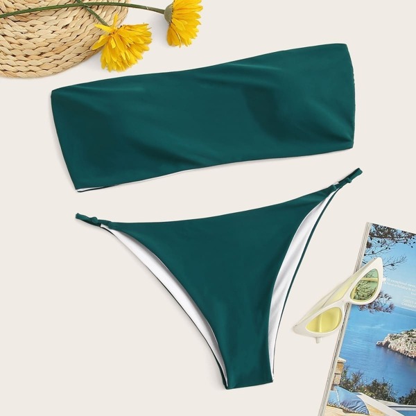 

Plus Bandeau With Tanga Bikini, Green