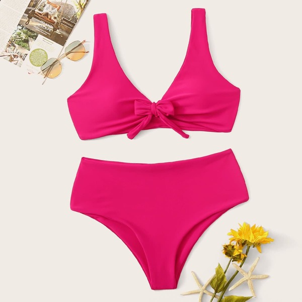 

Plus Knot Top With High Waist Bikini