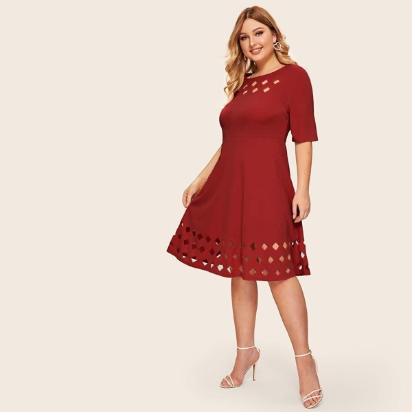 

Plus Laser Cut A-line Dress