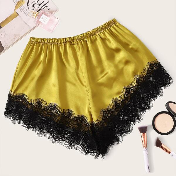 

Eyelash Lace Satin Sleep Shorts
