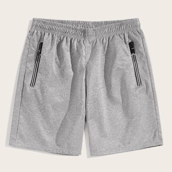 

Men Elastic Waist Zip Detail Shorts