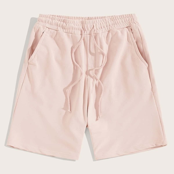 

Men Drawstring Waist Pocket Shorts, Pink