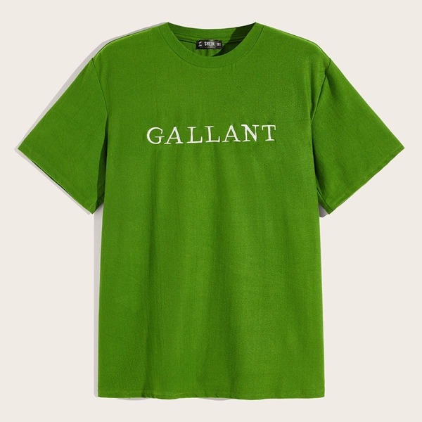 

Men Embroidered Letter Print Tee