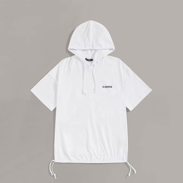 

Men Letter Print Drawstring Waist Hoodie