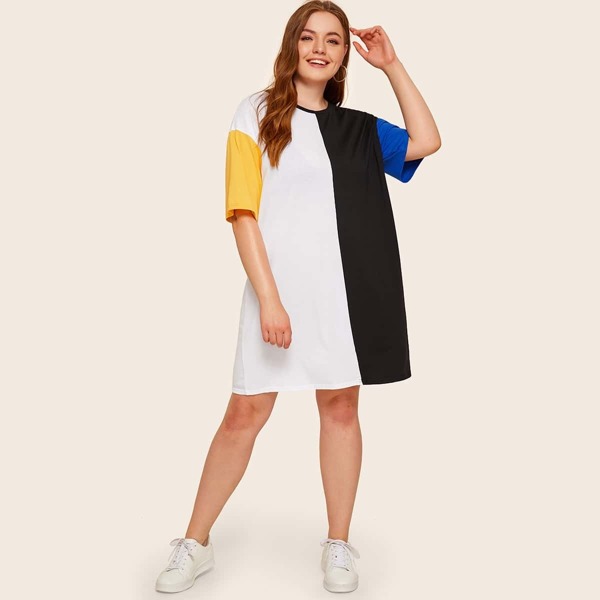 

Plus Cut and Sew Tee Dress, Multicolor