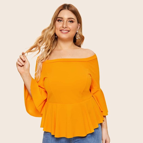 

Plus Off Shoulder Ruffle Hem Top