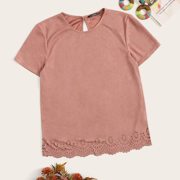 

Keyhole Back Laser Cut Solid Tee
