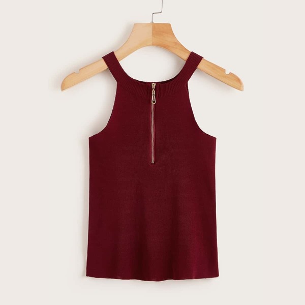 

Zip Back Rib-Knit Tank Top