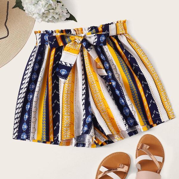 

Striped Tie Front Shorts, Multicolor