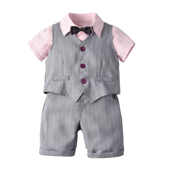 

Toddler Boys Bow Shirt & Striped Blazer Vest & Shorts, Multicolor