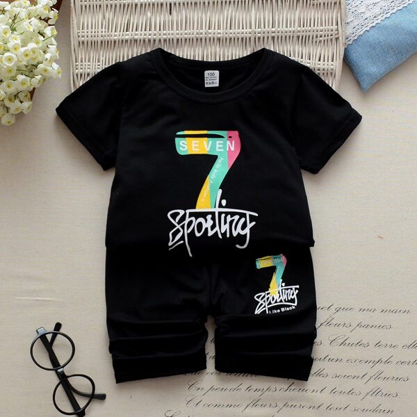 

Toddler Boys Letter Print Tee With Shorts
