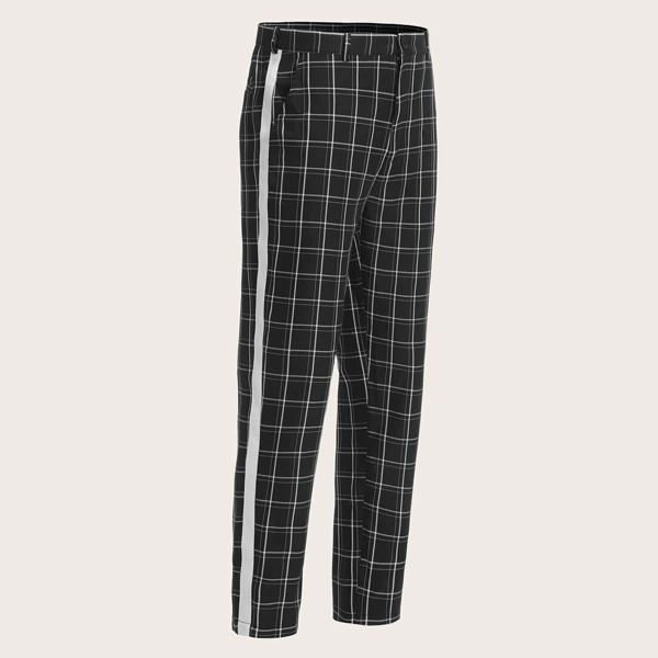 

Men Contrast Tape Side Grid Pants