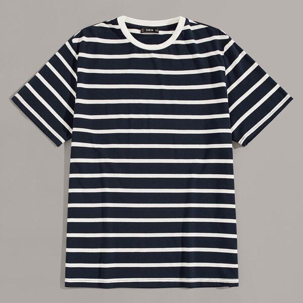 

Men Contrast Neck Striped Tee