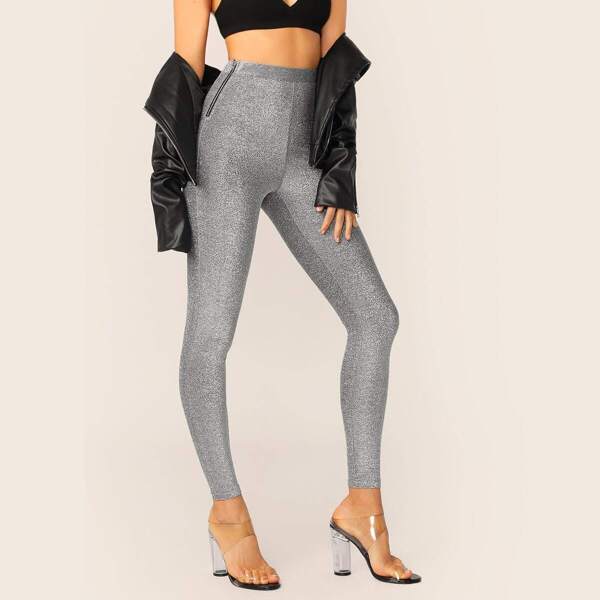 

High Waist Zip Side Glitter Leggings