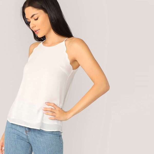 

Scallop Edge Keyhole Back Halter Top