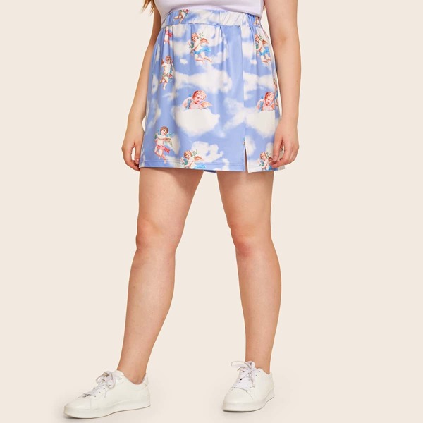 

Plus Figure Print Skirt