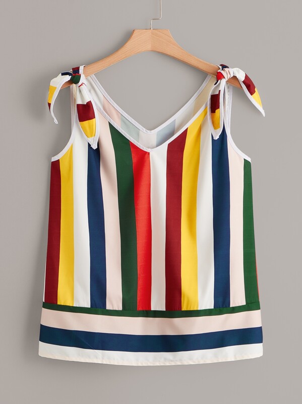 

Plus Knot Rainbow Striped Cami Top, Multicolor