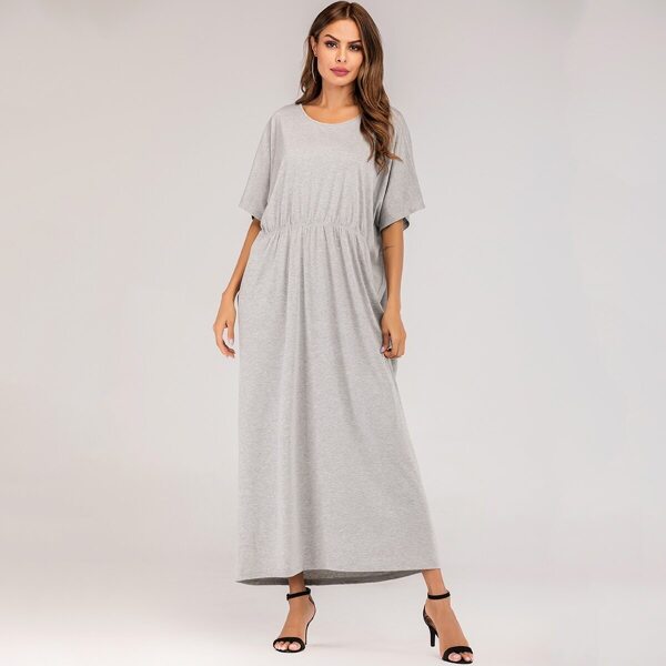

Batwing Sleeve Longline Dress, Grey