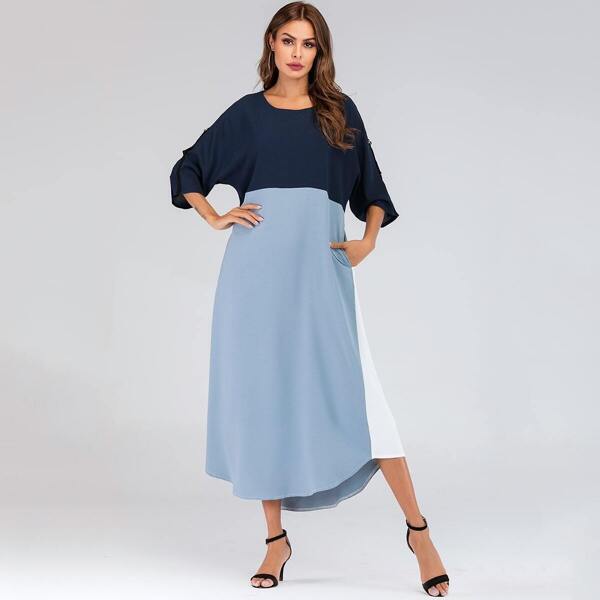 

Hidden Pocket Cut And Sew Longline Dress, Multicolor