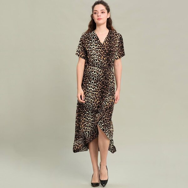 

Surplice Wrap Cheetah Print Dress, Multicolor
