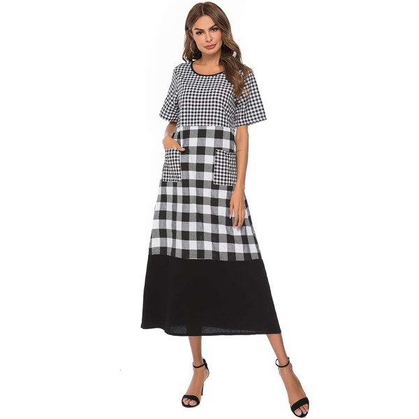 

Cut And Sew Gingham Plaid Pocket Front Dress