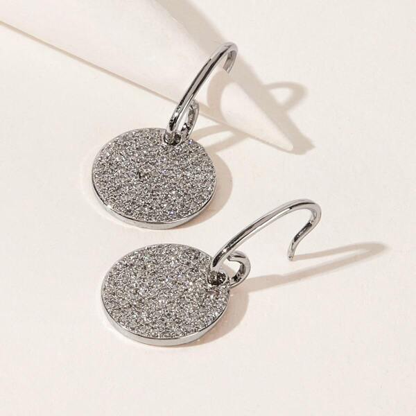 

Rhinestone Round Drop Earrings 1pair, Silver