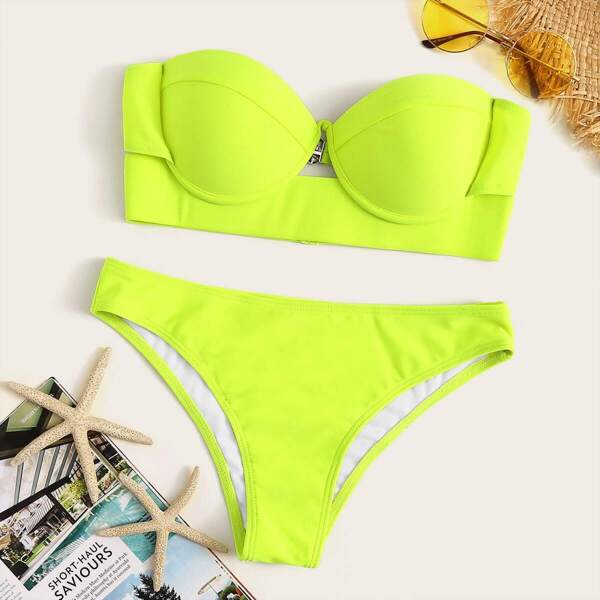 

Neon Lime Bandeau Bikini Set