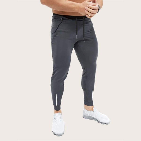

Men Contrast Topstitching Drawstring Waist Skinny Pants