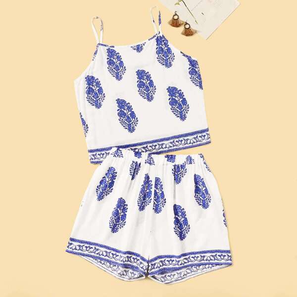 

Plus Tribal Print Cami Top & Shorts, Multicolor