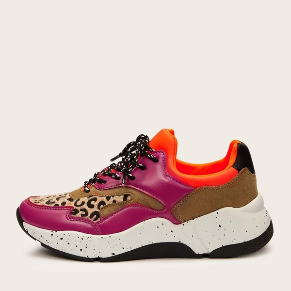 

Leopard Detail Color-block Sneakers