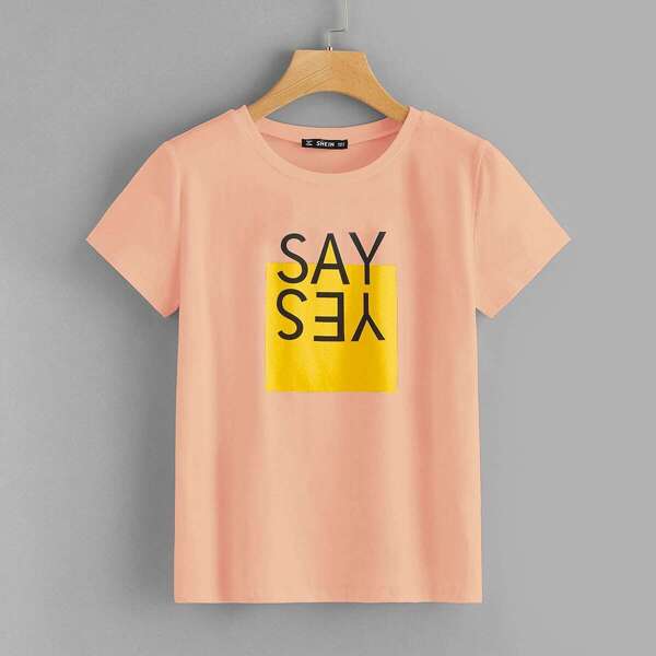 

Slogan Print Tee