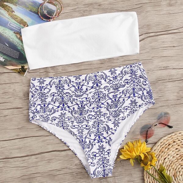 

Plus Bandeau Top With High Waist Bikini
