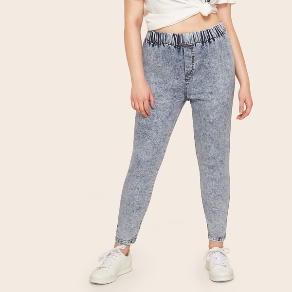 

Plus Wash Faded Skinny Jeans, Blue