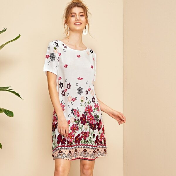 

Floral Print Trapeze Dress
