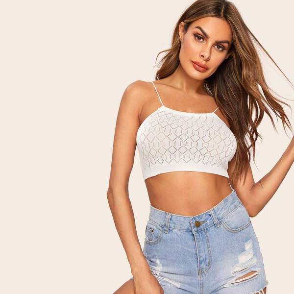 

Cutout Tie Back Eyelet Crop Cami Top