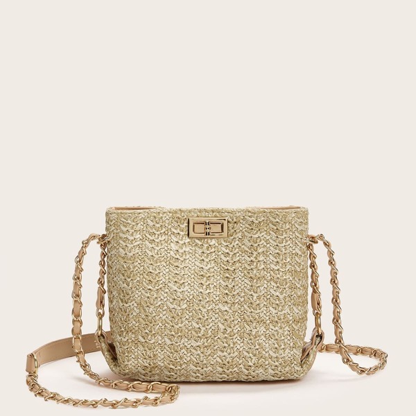 

Straw Braided Chain Bag