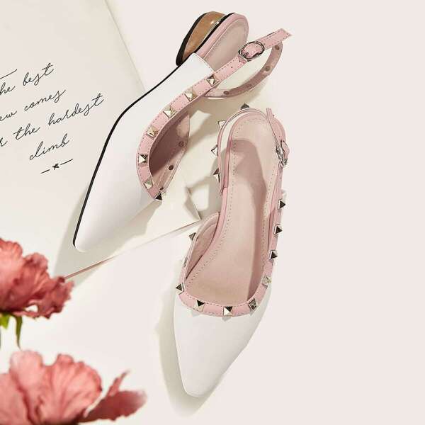 

Studded Decor Slingback Flats