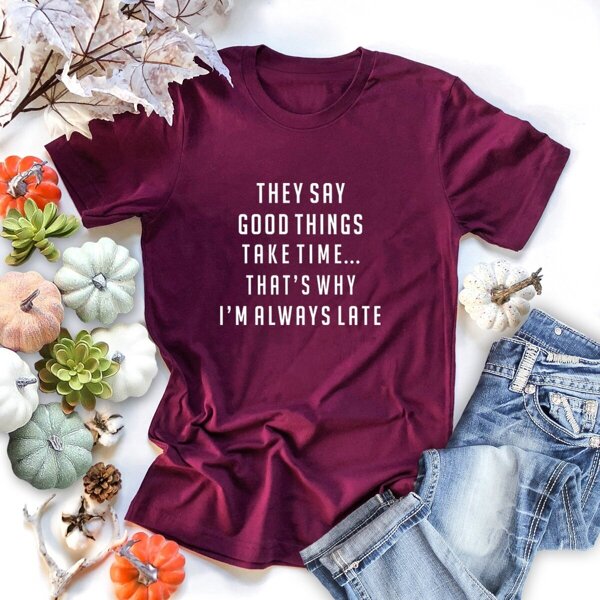 

Slogan Graphic Tee, Burgundy