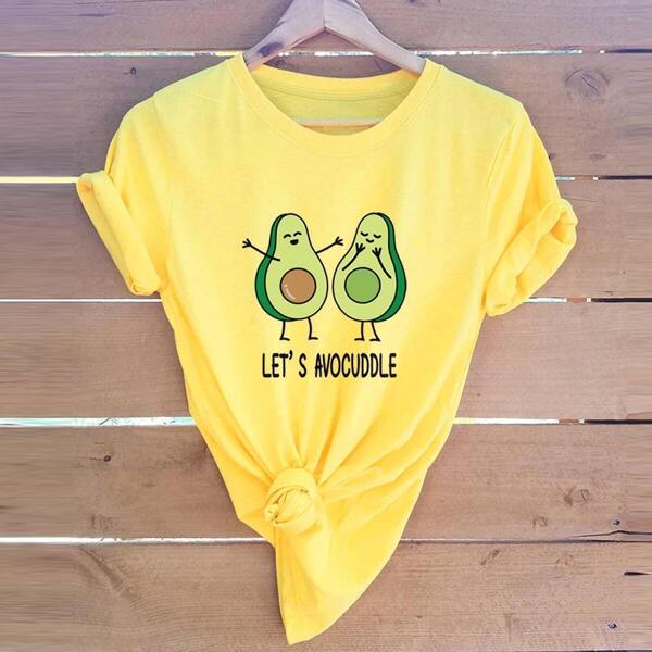 

Letter & Cartoon Graphic Tee, Yellow