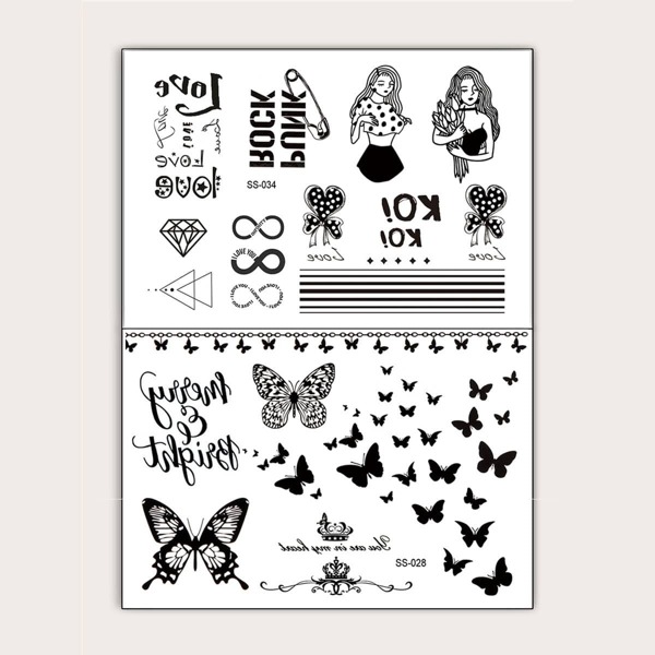 

Figure & Butterfly Tattoo Sticker 2sheets