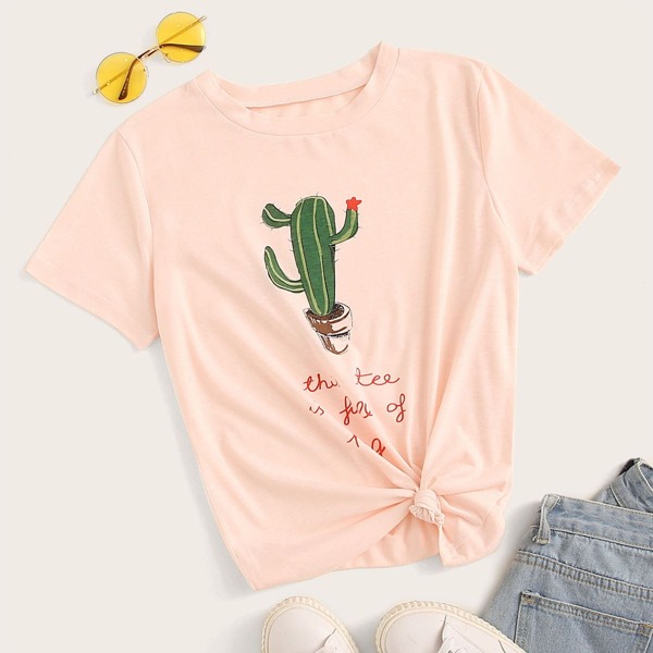 

Cactus & Letter Print Tee