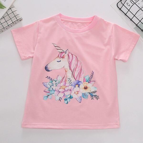 

Toddler Girls Unicorn Print Tee
