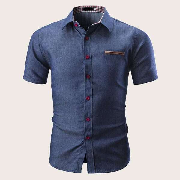 

Men Button Front Denim Shirt