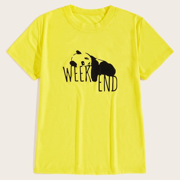 

Men Panda & Letter Print Tee