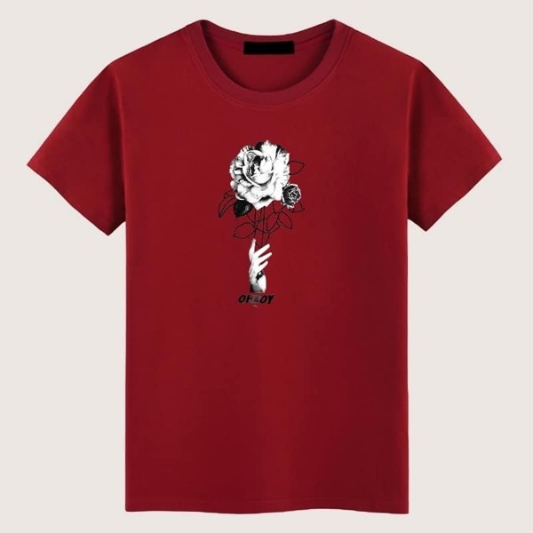 

Men Floral & Letter Print Tee