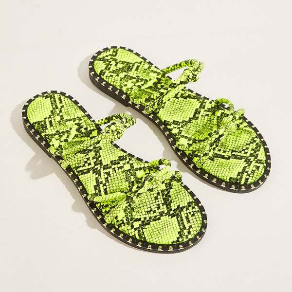 

Snakeskin Pattern Neon Flat Slippers