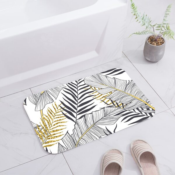

Leaf Print Floor Mat, Multicolor