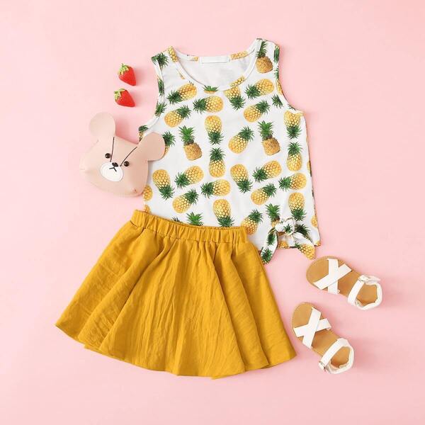 

Toddler Girls Pineapple Top & Skater Skirt Set